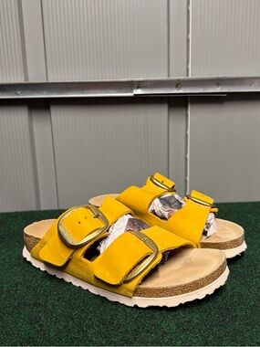 Birkenstock Arizona Big Buckle Ochre Nubuck Leather Sandals Size 36 US 5 Ladies
